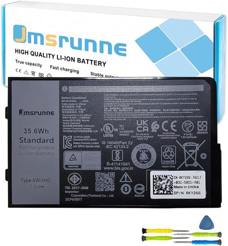استبدال بطارية الكمبيوتر المحمول 6WVHD لجهاز Dell Latitude 7230 Rugged Extreme Tablet T06H T06H001 Series Notebook JM6CX 0JM6CX 451-BDDY FNW8F VDDJY 0VDDJY 7.6V 4457mAh 35.6Wh in Kuwait