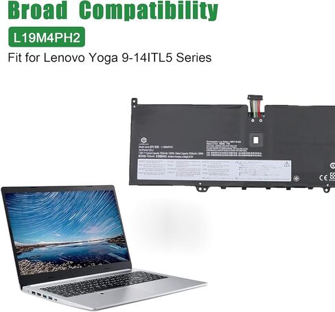 استبدال بطارية الكمبيوتر المحمول L19M4PH2 لجهاز Lenovo Yoga 9-14ITL5 Yoga 9i (14 بوصة) سلسلة 2 في 1 للكمبيوتر المحمول 5B10Z33896 L19C4PH2 5B10Z33895 أسود 7.68 فولت 60 وات في الساعة 7630 مللي أمبير في الساعة in Kuwait