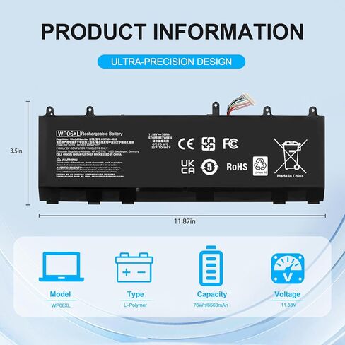 Bituore 76Wh 11.58V 6304mAh 3-Cell WP06XL M73470-005 Battery Replacement for Hp Elitebook 830 835 840 845 860 865 G9 G10/ Elitebook X360 1040 G9 G10 in Kuwait
