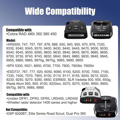 كابل طاقة كاشف الرادار - قابس USB إلى DC3.5، متوافق مع Cobra RAD 350,380,450,480i، Uniden DFR1,3, 5، Whistler، Radenso Pro M، Escort، Valentine One Radar Detectors، 12V، 6.56ft (2M) in Kuwait