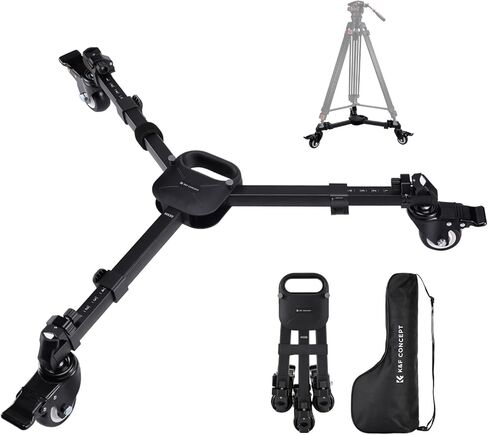 K&F CONCEPT 80" Video Tripod with Fluid Head, Photography Tripod Dolly, Heavy Duty with 3" Rubber Wheels 44lbs Capacity in Kuwait