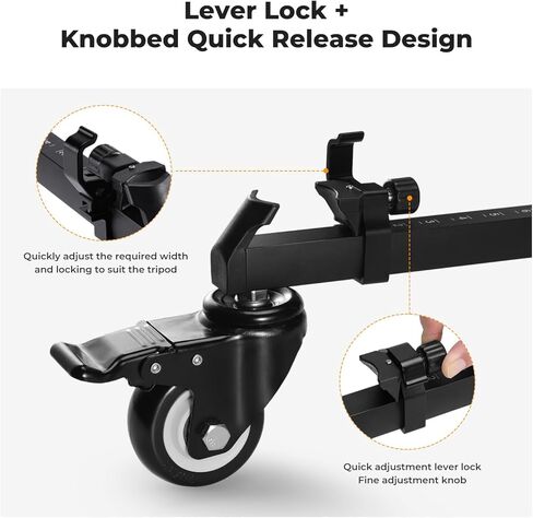 K&F CONCEPT 80" Video Tripod with Fluid Head, Photography Tripod Dolly, Heavy Duty with 3" Rubber Wheels 44lbs Capacity in Kuwait
