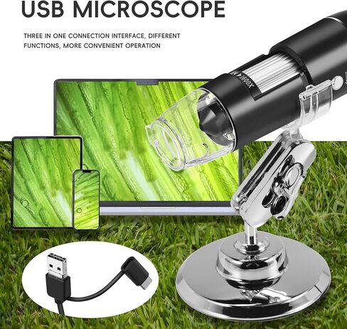 USB Digital Microscope, Endoscopic Camera, Adjustable Magnification with PC Bracket, 1600X in Kuwait