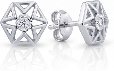 Diamond Heart Earrings for Women | Real White Gold Plated Sterling Silver Studs | 1/3 CT TW Lab Grown Heart Shaped Diamond Earrings | Dainty Jewelry for Her in Saudi Arabia