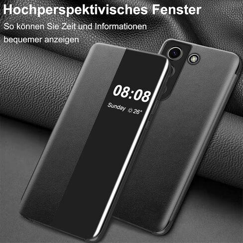 حافظة لهاتف سامسونج جالاكسي S21 حافظة جلدية قابلة للطي شفافة S-View، حافظة هاتف سامسونج S21 نافذة ذكية غطاء حماية صلب مقاوم للصدمات لهاتف سامسونج 5G S21 حافظة شفافة in Kuwait
