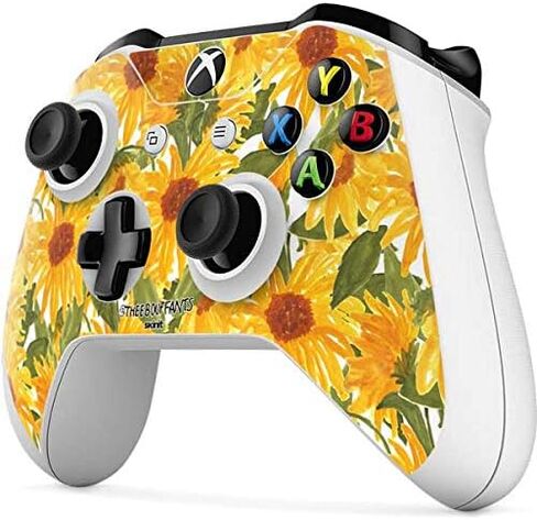 ملصق Skinit المخصص للألعاب متوافق مع وحدة تحكم Xbox One S - تصميم منتفخ مرخص رسميًا وتصميم قلوب مكسورة عباد الشمس in Kuwait