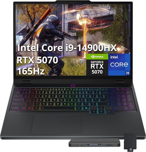 لاب توب لينوفو ليجن 5 15.1 بوصة WQXGA 165 هرتز للألعاب، انتل i9-14900HX، 64 جيجا DDR5، تخزين 5 تيرابايت (4 تيرابايت SSD + 1 تيرابايت مجموعة قاعدة توصيل)، NVIDIA GeForce RTX 5070 8 جيجا GDDR7، لوحة مفاتيح بإضاءة خلفية RGB، Win11 Pro، أسود in Kuwait