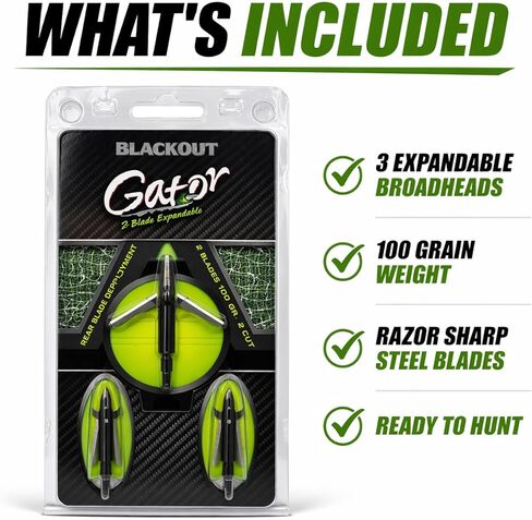 2-Blade Expandable Broadheads 100 Grain – Razor Sharp Steel Blades – Archery Hunting Broadhead – Pack of 3 in Kuwait