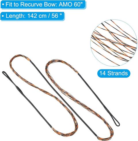 PATIKIL Bow String Replacement with 2 Pcs Brass Nocks 1 Set of Silicone Finger Tab, 14 Strands Traditional Long Bow Recurve Bow String in Kuwait