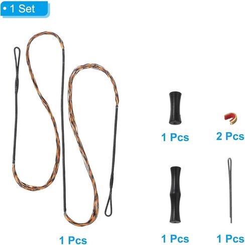 PATIKIL Bow String Replacement with 2 Pcs Brass Nocks 1 Set of Silicone Finger Tab, 14 Strands Traditional Long Bow Recurve Bow String in Kuwait