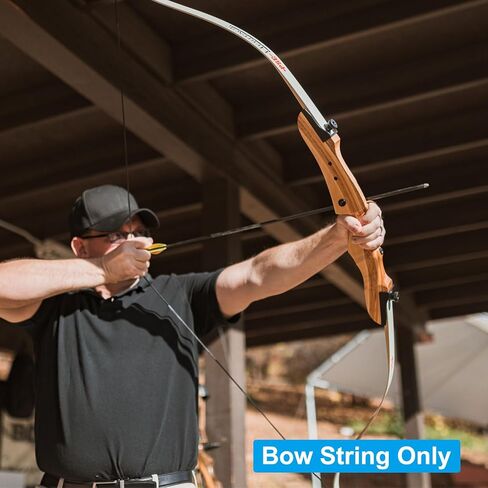 PATIKIL Bow String Replacement with 2 Pcs Brass Nocks 1 Set of Silicone Finger Tab, 14 Strands Traditional Long Bow Recurve Bow String in Kuwait
