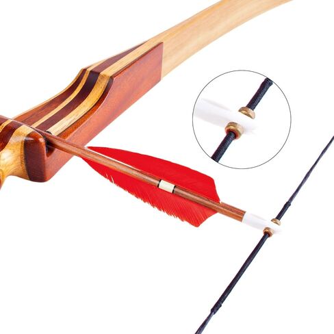 PATIKIL Bow String Replacement with 2 Pcs Brass Nocks 1 Set of Silicone Finger Tab, 14 Strands Traditional Long Bow Recurve Bow String in Kuwait