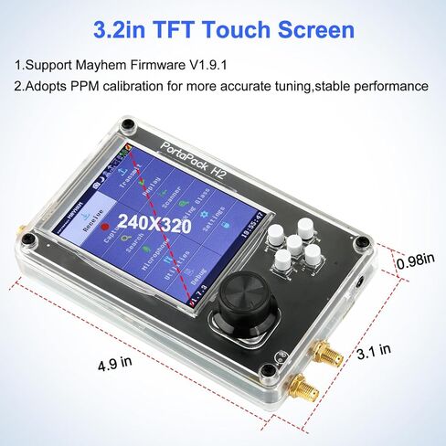 Portapack H2 3.2 بوصة TFT شاشة راديو SDR، 1 ميجا هرتز - 6 جيجا هرتز Hack Communication Radio استقبال ABS Shell مع هوائيات، 2000 مللي أمبير بطارية قابلة للشحن طويلة العمر in Kuwait