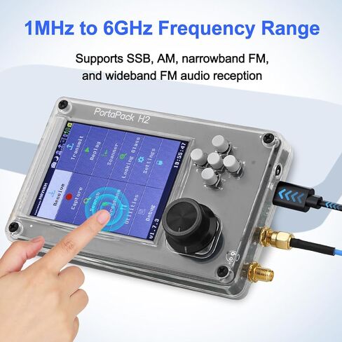Portapack H2 3.2 بوصة TFT شاشة راديو SDR، 1 ميجا هرتز - 6 جيجا هرتز Hack Communication Radio استقبال ABS Shell مع هوائيات، 2000 مللي أمبير بطارية قابلة للشحن طويلة العمر in Kuwait