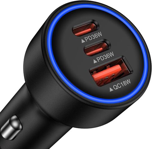 محول شاحن سيارة سريع متعدد 3 منافذ 12 فولت - قابس سيارة تلقائي - USB C وUSB A شحن سريع - شاحن سيارات للهاتف الخلوي ولاعة السجائر لهاتف iPhone 17 Pro Max Air 17e 16e 16 15، Samsung S26 in Kuwait