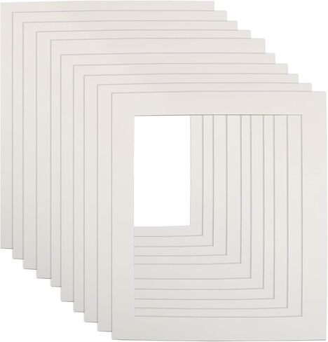 ZOCCVI 10 Pack Picture Frame Mats, 10x12 Outer Matted to 8x10 Inner, White Acid-Free Matting for Picture Frames, Photo Artwork Protection, 4-Ply Bevel Cut in Kuwait