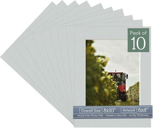 CountryArtHouse Deep Red Acid Free 8x10 Picture Frame Mats with White Core Bevel Cut for 6x8 Pictures - Fits 8x10 Frame - Pack of 10 Mats in Kuwait