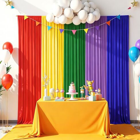 Rainbow Backdrop Curtains - 10x7FT Unicorn Backdrop Curtains - 5 Panels Pastel Backdrop Wrinkle-Resistant for Birthday Party Baby Shower Wedding Classroom Decor Photography Background in Kuwait