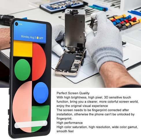 شاشة LCD بديلة مقاس 6.2 بوصة تعمل باللمس لمجموعة Pixel 4A 5G GD1YQ G025I FHD 1080x2340 413ppi متعددة اللمس مع مجموعة أدوات إصلاح إطار مستشعر بصمات الأصابع in Kuwait