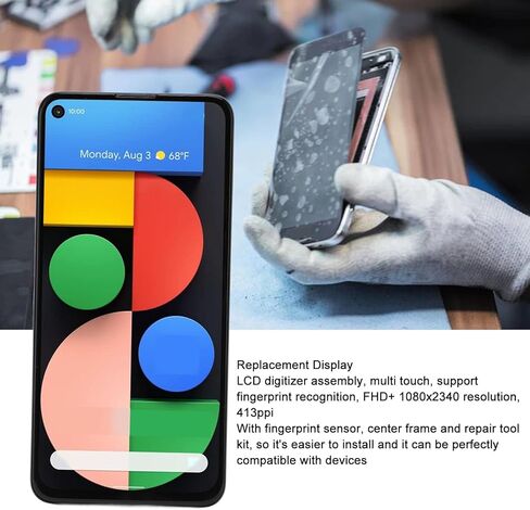 شاشة LCD بديلة مقاس 6.2 بوصة تعمل باللمس لمجموعة Pixel 4A 5G GD1YQ G025I FHD 1080x2340 413ppi متعددة اللمس مع مجموعة أدوات إصلاح إطار مستشعر بصمات الأصابع in Kuwait