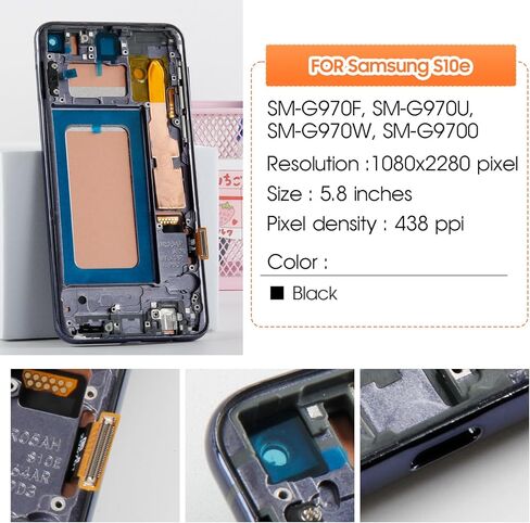 Not Original Screen for Samsung Galaxy S10E Screen Replacement for Samsung S10E LCD Screen SM-G970F, SM-G970U Touch Display Digitizer Assembly Repair Parts with Frame(Black No Fingerprint Function) in Kuwait