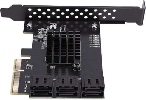 بطاقة توسيع Fabater Serial ATA 3.0، بطاقة توسيع PCIe GEN3 عالية السرعة بسرعة 6 جيجابت في الثانية، 6 منافذ مع دعم وحدة التحكم RTL9100 لأنظمة 8,10,11 in Kuwait