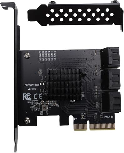بطاقة توسيع Fabater Serial ATA 3.0، بطاقة توسيع PCIe GEN3 عالية السرعة بسرعة 6 جيجابت في الثانية، 6 منافذ مع دعم وحدة التحكم RTL9100 لأنظمة 8,10,11 in Kuwait