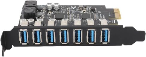 بطاقة توسيع 7 منافذ PCIe إلى USB 3.2 الجيل الأول - نقل بيانات عالي السرعة بسرعة 5 جيجابت في الثانية، 1.5 أمبير لكل منفذ للحصول على طاقة مستقرة، متوافقة مع نظام التشغيل Windows 10/11 in Kuwait