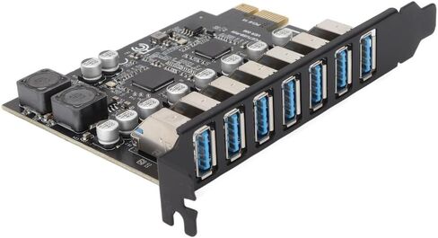بطاقة توسيع 7 منافذ PCIe إلى USB 3.2 الجيل الأول - نقل بيانات عالي السرعة بسرعة 5 جيجابت في الثانية، 1.5 أمبير لكل منفذ للحصول على طاقة مستقرة، متوافقة مع نظام التشغيل Windows 10/11 in Kuwait