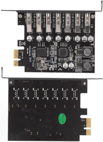 بطاقة توسيع 7 منافذ PCIe إلى USB 3.2 الجيل الأول - نقل بيانات عالي السرعة بسرعة 5 جيجابت في الثانية، 1.5 أمبير لكل منفذ للحصول على طاقة مستقرة، متوافقة مع نظام التشغيل Windows 10/11 in Kuwait