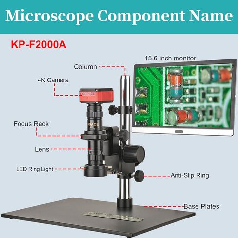 13X-111X HD 4K Measurement Industrial Electron Microscope 360 ° Rotating Bracket 15.6-inch Monitor in Kuwait