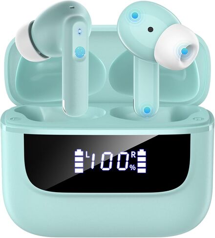 Wireless Earbuds Bluetooth 5.4, 6 Mic ENC Noise Cancelling Clear Call, in Ear Buds Deep Bass HiFi Stereo Sound, Big Dual LED Display 48H Playtime Earphones, IPX7 Waterproof Headphones for Android iOS in Kuwait