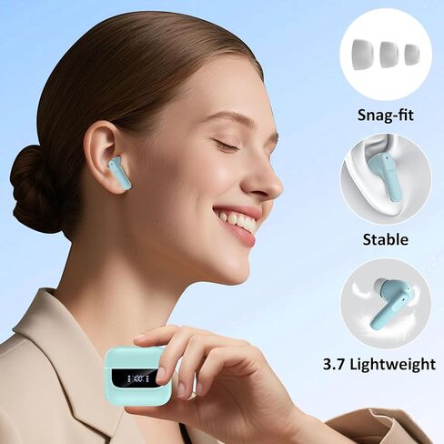 Wireless Earbuds Bluetooth 5.4, 6 Mic ENC Noise Cancelling Clear Call, in Ear Buds Deep Bass HiFi Stereo Sound, Big Dual LED Display 48H Playtime Earphones, IPX7 Waterproof Headphones for Android iOS in Kuwait