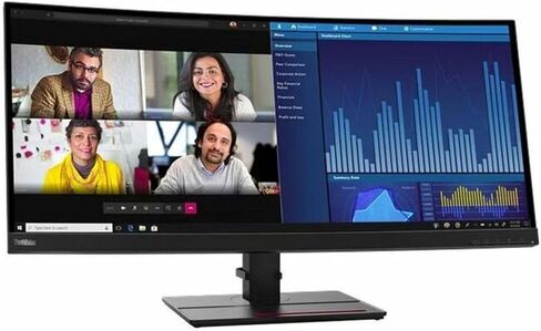 شاشة LED منحنية Lenovo ThinkVision P34w-20 مقاس 34 بوصة UWQHD - 21:9 - أسود رافين - 34.1 بوصة قابلة للعرض - تقنية التبديل داخل الطائرة (IPS) - إضاءة خلفية WLED - 3440 x 1440-300 Nit - 4 مللي ثانية - 60 هرتز in Kuwait