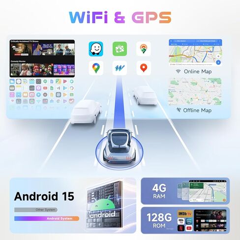 ستيريو سيارة 4G+64G لسيارة Jeep Renegade 2016-2021/كومباس Android 7 بوصة تعمل باللمس Incell ستيريو GPS للملاحة مع Carplay اللاسلكي Android Auto Double Din راديو السيارة بلوتوث DSP WiFi FM RDS، كاميرا in Kuwait