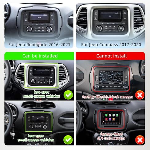 ستيريو سيارة 4G+64G لسيارة Jeep Renegade 2016-2021/كومباس Android 7 بوصة تعمل باللمس Incell ستيريو GPS للملاحة مع Carplay اللاسلكي Android Auto Double Din راديو السيارة بلوتوث DSP WiFi FM RDS، كاميرا in Kuwait