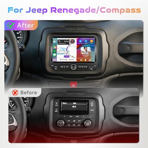 ستيريو سيارة 4G+64G لسيارة Jeep Renegade 2016-2021/كومباس Android 7 بوصة تعمل باللمس Incell ستيريو GPS للملاحة مع Carplay اللاسلكي Android Auto Double Din راديو السيارة بلوتوث DSP WiFi FM RDS، كاميرا in Kuwait