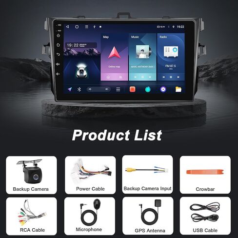 Android 15 Car Radio for Toyota Corolla 2009-2013: Car Stereo Upgrade Wireless CarPlay & Android Auto with WiFi 6, Bluetooth, GPS Navigation, FM Radio, EQ, SWC, 1080P Backup Camera (Not Bezel) in Saudi Arabia