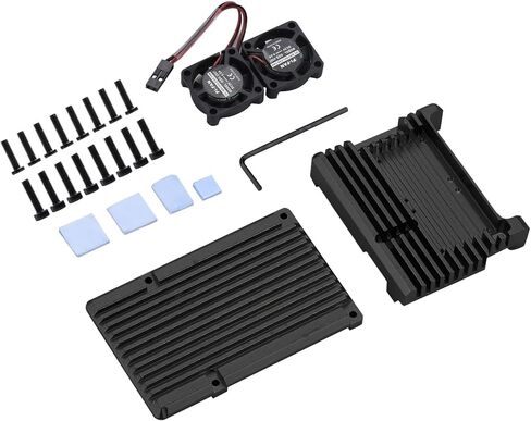 Replacement Case Shell Box W/Dual Fan Heatsink for Raspberry Pi 4 Model B 4B US in Kuwait