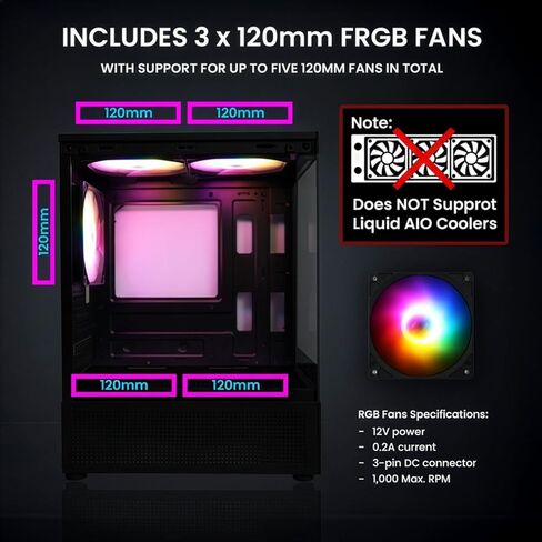 ZALMAN Builders Combo - Cubix-G Compact Micro-ATX Gaming PC Case, Black with 600W 80+ Bronze PSU Bundle, 3 x FRGB Fans, USB-C Front I/O, High-Efficiency Power Supply with Active PFC in Kuwait