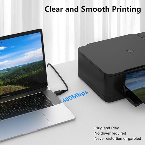 كابل طابعة USB A إلى USB B بطول 10 أقدام، 2 حزمة USB 2.0 نوع A ذكر إلى نوع B ذكر كابل ماسح ضوئي عالي السرعة سلك USB MIDI لكمبيوتر HP Canon Dell Epson Brother Lexmark Xerox Samsung DAC Piano Computer in Kuwait