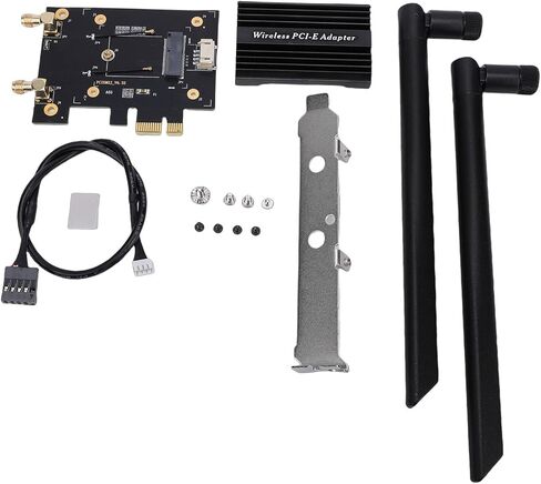 محول Yunseity M.2 NGFF إلى PCIe WiFi، بطاقة شبكة لاسلكية بنطاق 2.4 جيجا هرتز 5 جيجا هرتز 6 جيجا هرتز مع هوائيات مزدوجة 8dBi ومشتت حراري، لتطبيقات سطح المكتب اللاسلكية والبلوتوث in Kuwait