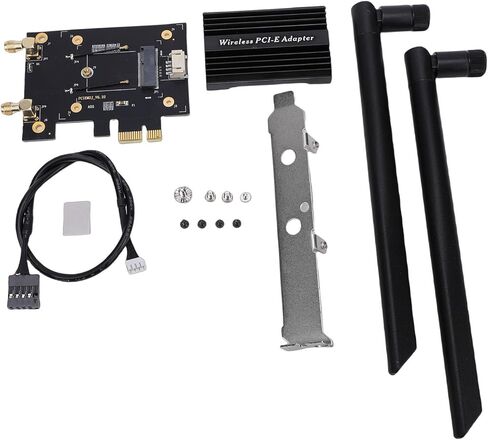 محول Yunseity M.2 NGFF إلى PCIe WiFi، بطاقة شبكة لاسلكية بنطاق 2.4 جيجا هرتز 5 جيجا هرتز 6 جيجا هرتز مع هوائيات مزدوجة 8dBi ومشتت حراري، لتطبيقات سطح المكتب اللاسلكية والبلوتوث in Kuwait