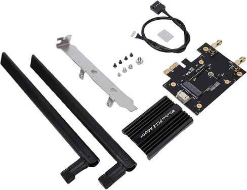 محول Yunseity M.2 NGFF إلى PCIe WiFi، بطاقة شبكة لاسلكية بنطاق 2.4 جيجا هرتز 5 جيجا هرتز 6 جيجا هرتز مع هوائيات مزدوجة 8dBi ومشتت حراري، لتطبيقات سطح المكتب اللاسلكية والبلوتوث in Kuwait