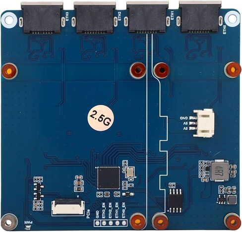 PCIe to 4 2.5G ETH Board, Drive Free Expansion Board with Plug and Play, Green Yellow LED Indicators, for Rasp Pi 5 Device in Kuwait