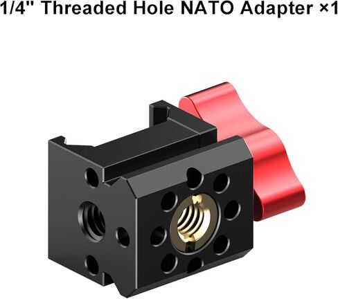 Universal NATO Rail Clamp Compatible with 3/8" & 1/4" Mounts, for Cage, Gimbal & Stabilizer Expansion (1/4" Threaded Hole Version) in Kuwait