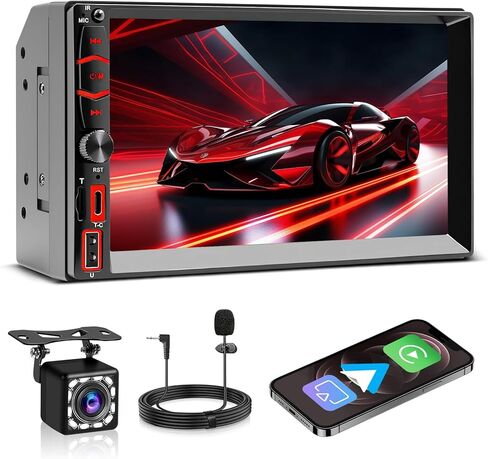 Wireless Double Din Car Stereo Apple Carplay Radio Screen for Car Audio Receivers, Bluetooth Car Play Android Auto Touchscreen, Mirror Link, Backup Camera, AM/FM, Type-C in Saudi Arabia