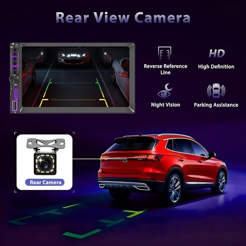 Wireless Double Din Car Stereo Apple Carplay Radio Screen for Car Audio Receivers, Bluetooth Car Play Android Auto Touchscreen, Mirror Link, Backup Camera, AM/FM, Type-C in Saudi Arabia