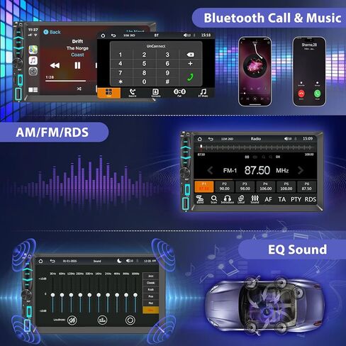 Wireless Double Din Car Stereo Apple Carplay Radio Screen for Car Audio Receivers, Bluetooth Car Play Android Auto Touchscreen, Mirror Link, Backup Camera, AM/FM, Type-C in Saudi Arabia