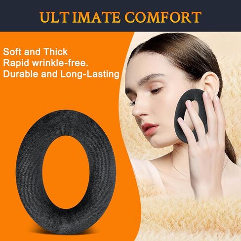 قطع غيار وسائد الأذن SOULWIT لسماعات Sennheiser HD515، HD518، HD555، HD560S، HD558/SE، HD595/SE، HD598/SE/CS/SR، HD599/SE/إصدار محدود، وسائد أذن مع إسفنج عالي الكثافة - أسود in Kuwait